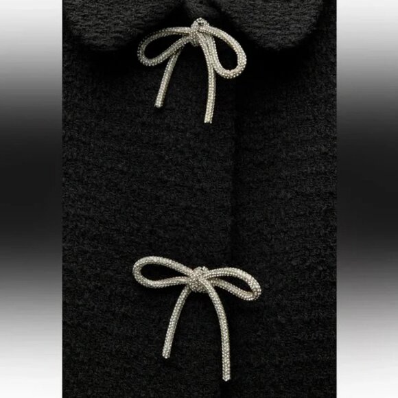 ZARA BOW BUTTON TEXTURED JACKET - Picture 3 of 5